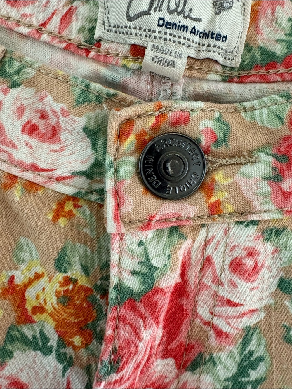 Chloe Floral High-Rise Cotton Shorts in Pink, Green & Yellow - Picture 4 of 5